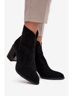 Dámské kotníkové boty Vinceza na sloupku s tlačeným vzorem – černé
