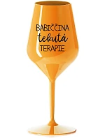 BABIČČINA TEKUTÁ TERAPIE - oranžová nerozbitná sklenice na víno 470 ml