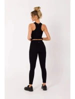 Žebrované pletené legíny M734 černé - Moe Žebrované pletené legíny M734 černé - Moe