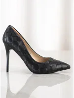Jedinečné dámské lodičky černé na jehlovém podpatku Jedinečné dámské lodičky černé na jehlovém podpatku