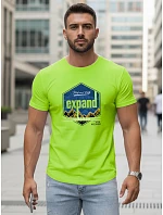 Pánské bavlněné tričko s potiskem EXPAND limetkově zelené FashionStreet NX5004R Pánské bavlněné tričko s potiskem EXPAND limetkově zelené FashionStreet NX5004R