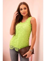 Dámská halenka s krajkou bez rukávů zelený Dámská halenka s krajkou bez rukávů zelený
