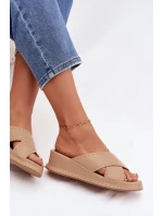 Zdobené dámské sandály na platformě z eko kůže Béžové Calorissa