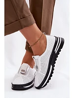 Dámské nazouvací polobotky z pravé kůže S.Barski LR61-7092 Bílá Dámské nazouvací polobotky z pravé kůže S.Barski LR61-7092 Bílá