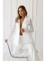 M865 Blejzr s krajkovými panely a jedním knoflíkem - ecru M865 Blejzr s krajkovými panely a jedním knoflíkem - ecru