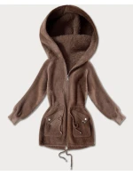 Hnědý přehoz přes oblečení typu alpaka s kapsami (W010#)