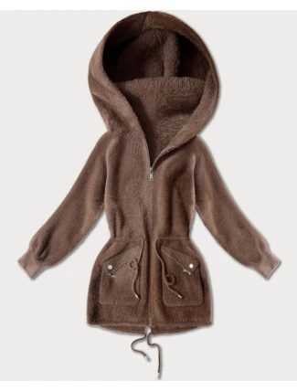 Hnědý přehoz přes oblečení typu alpaka s kapsami (W010#)