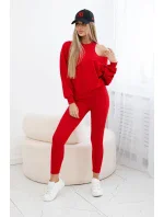3-dílný set mikina + top + legíny červená 3-dílný set mikina + top + legíny červená