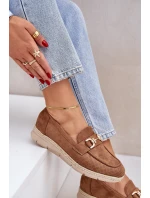 Prodyšné mokasíny se zlatým detailem a jutovou pleteninou hnědé Lainer