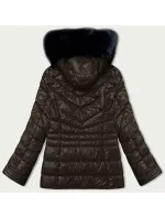 Hnědá dámská prošívaná zimní bunda (V775)