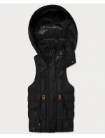 Puchowy bezrękawnik damski z kapturem Goodlookin czarny (B8600-1)