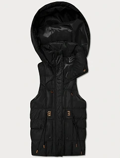 Puchowy bezrękawnik damski z kapturem Goodlookin czarny (B8600-1)