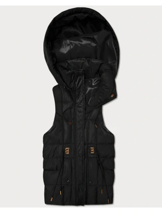 Puchowy bezrękawnik damski z kapturem Goodlookin czarny (B8600-1)