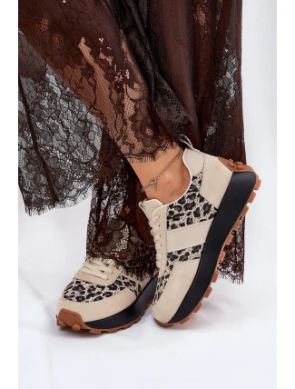 Zamšové Dámské Sneakersy Na Platformě Panther Vinceza 66793 Béžové