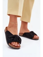 Dámské Pantofle Na Korkové Podešvi S Mašlí Černé Seressa