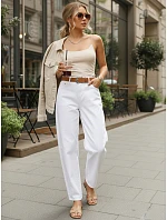 Dámské džíny s páskem UY2930 bílé  - FashionStreet