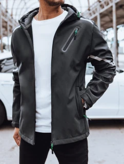Pánská softshellová bunda s kapucí tmavě šedá FashionStreet TX4481