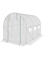 SKLENÍK ZAHRADNÍ TUNEL 200X300X200CM PE KONSTRUKCE BÍLÁ OCEL