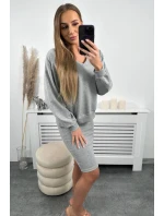 Halenka + pruhované šaty šedé Halenka + pruhované šaty šedé