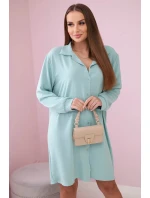 Dlouhá košile s viskózou tmavá máta