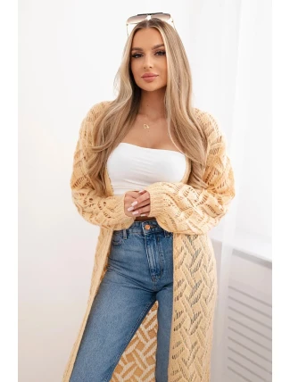 Svetr dlouhý kardigan Super KID Mohair broskev Svetr dlouhý kardigan Super KID Mohair broskev