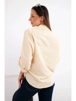 Dámská bavlněná košile s pásky a vázáním žlutá