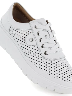 Dámská kožená ažurová bílá polobotka Vinceza 79629