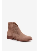 Dámské Kotníkové Boty Na Ploché Podpatky S Barški HY52 532 Béžové Dámské Kotníkové Boty Na Ploché Podpatky S Barški HY52 532 Béžové