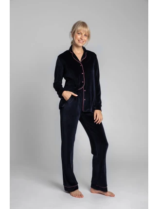 Dámské domácí kalhoty LA008 Tmavě modrá - LaLupa Dámské domácí kalhoty LA008 Tmavě modrá - LaLupa