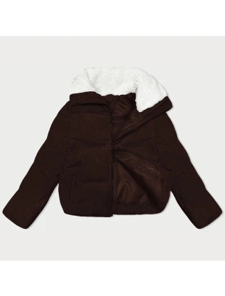 Dámská manšestrová bunda v čokoládové barvě s vysokým stojáčkem J Style (5M3230-158)
