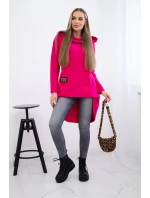 Mikina s dlouhými zády a kapucí fuchsiová