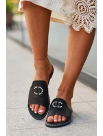 Elegantní Dámské Lesklé Žabky S Ozdobou S.Barski KV27-050 Černé