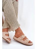 Dámské Sandály S Přezkami A Dekorativním Obšitím Béžové Visley