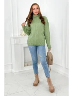 Svetr s rolákem S24-9  tmavá máta - Kesi