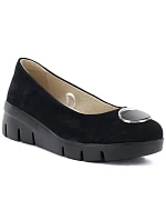 Dámské kožené polobotky na podpatku černé Vinceza 95412