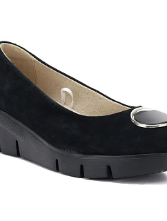 Dámské kožené polobotky na podpatku černé Vinceza 95412