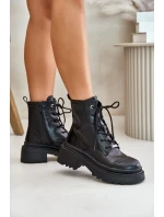 Dámské Zateplené Kožené Boty Černé Goe OO2N4115-W2