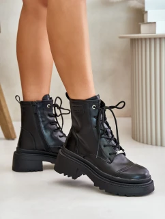 Dámské Zateplené Kožené Boty Černé Goe OO2N4115-W2