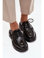 Lakované kožené dámské polobotky s přezkami Artiker 57C0333 Černé