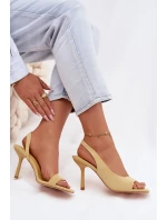 Dámské sandály na podpatku z eko semiše žluté Calvoria