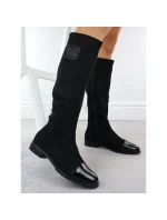 Dámské černé semišové lakované kozačky M.Daszynski MR2251-19