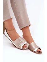 Kožené Elegantní Baletky S Otevřenými Prsty Bílá-Zlatá Zazoo 1865 Kožené Elegantní Baletky S Otevřenými Prsty Bílá-Zlatá Zazoo 1865