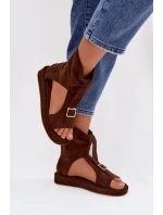 Dámské sandály s páskem čokoládové Coralya