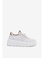 Kožené dámské tenisky na platformě Vinceza 39976 bílé