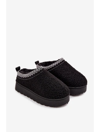 Dětské/módní sněhule s kožíškem typu beránek Selathiel – černé Dětské/módní sněhule s kožíškem typu beránek Selathiel – černé