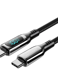 Kabel USB-C na USB-C Vention USB 2.0 5A 1,2 m s displejem černý