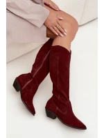 Kozaki Kovbojky Z Přírodního Semiše S Vyhříváním Zazoo 4225 Bordó