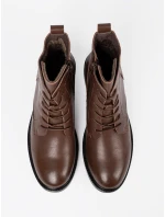 Klasické hnědé dámské  kotníčkové boty płaski