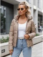 Dámská prošívaná bunda s kapucí béžová FashionStreet TY5585