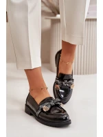 Lakovane Dámské Mokasíny S Mašlí Černé S.Barski HY42-331A